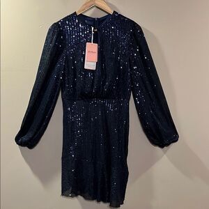 Sparkling Navy Sequin Dress